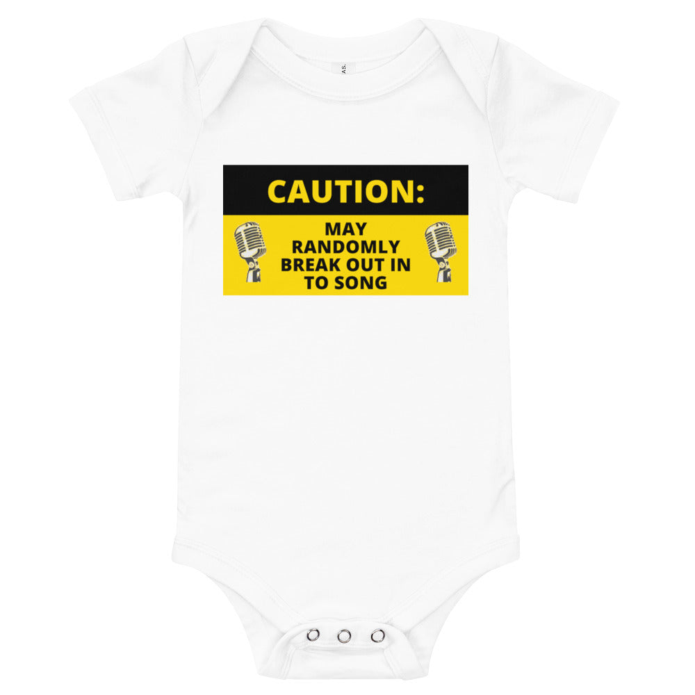 Caution: May Randomly Break Out In To Song Baby short sleeve one piece - Music Gifts Depot