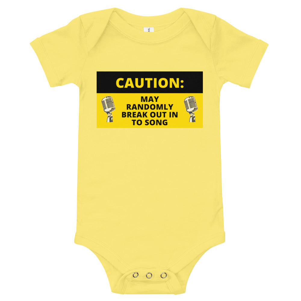 Caution: May Randomly Break Out In To Song Baby short sleeve one piece - Music Gifts Depot