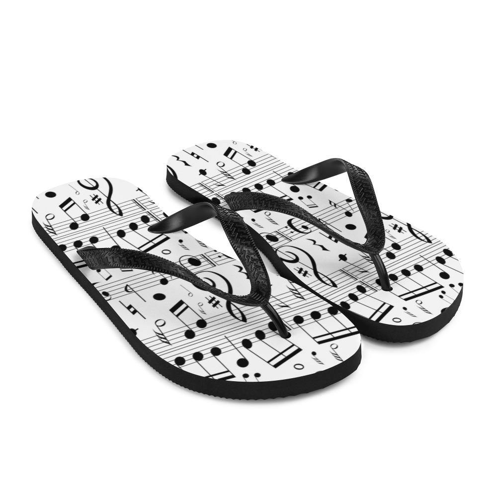 Black and White Music Note Flip-Flops - Music Gifts Depot