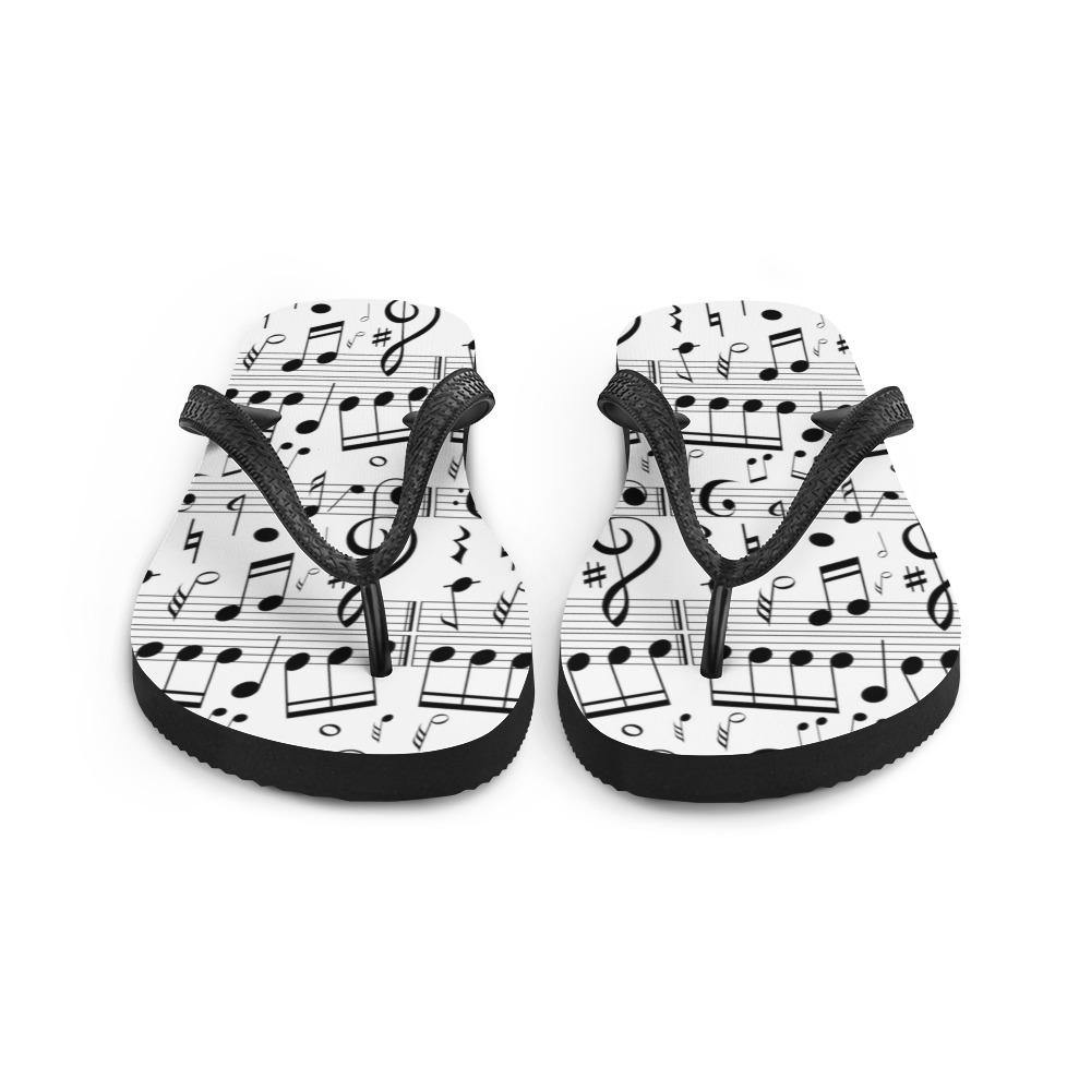 Black and White Music Note Flip-Flops - Music Gifts Depot