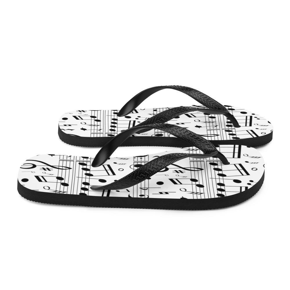 Black and White Music Note Flip-Flops - Music Gifts Depot