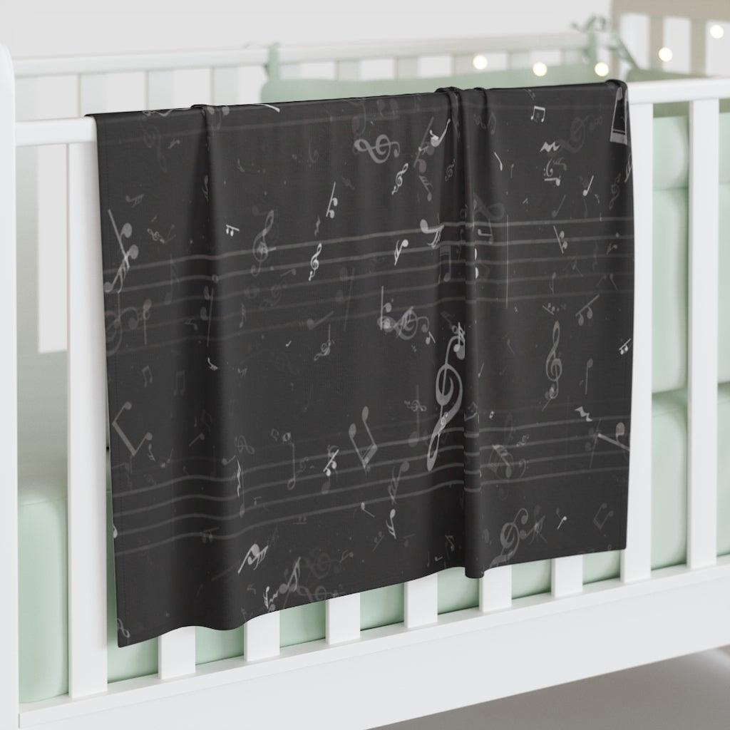 Black Music Note Baby Swaddle Blanket - Music Gifts Depot