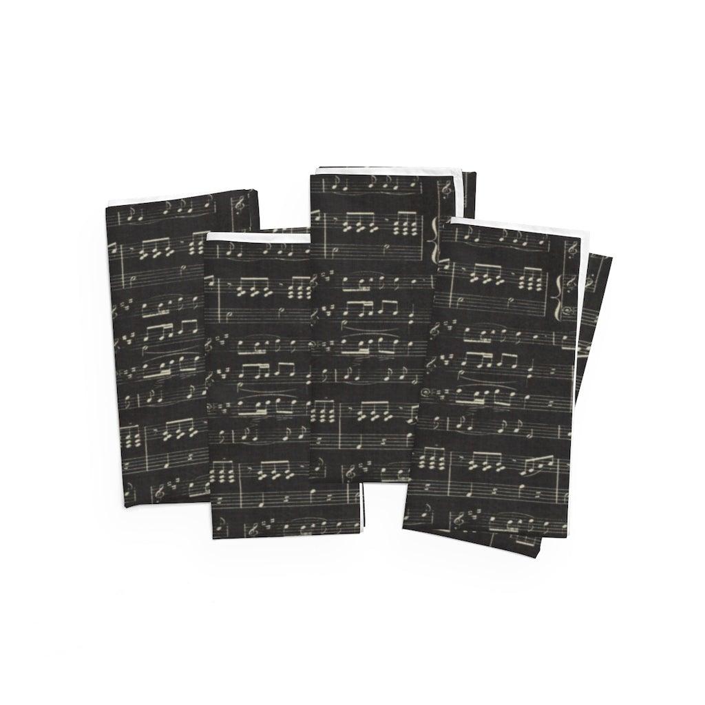 Black Music Note Cloth Napkins Set Of 4 - Music Gifts Depot