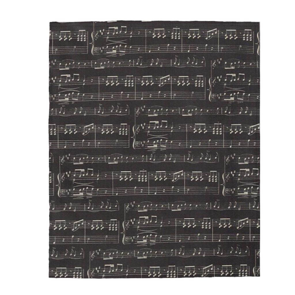Black Music Note Velveteen Plush Blanket - Music Gifts Depot