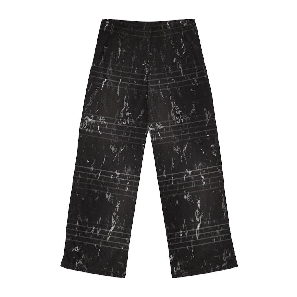 Black Music Note Women's Pajama Pants - Music Gifts Depot