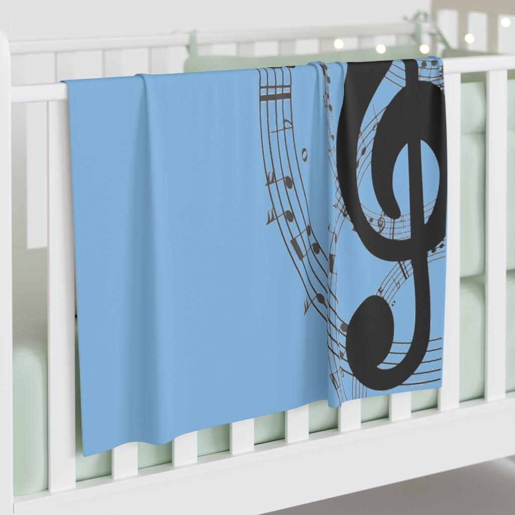 Blue Music Note Baby Swaddle Blanket - Music Gifts Depot