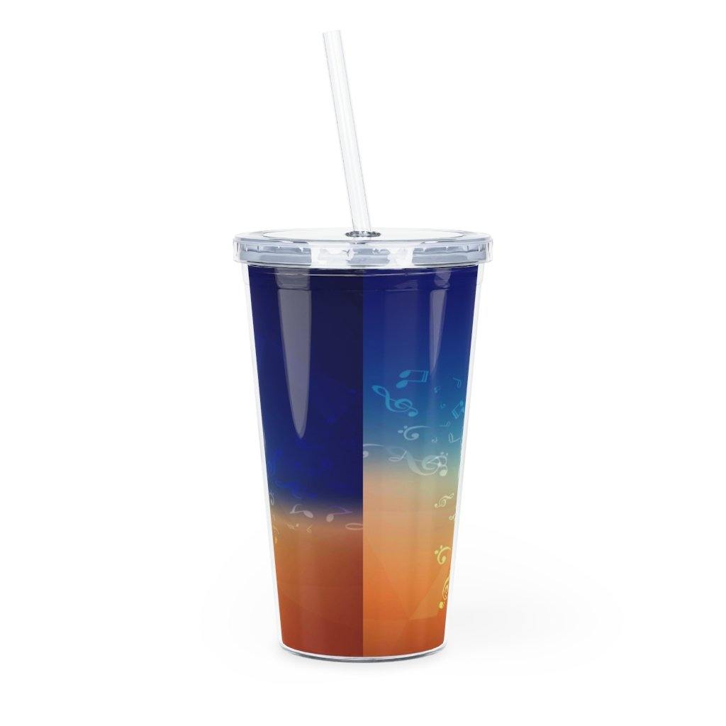 Blue Music Note Plastic Tumbler with Straw - Music Gifts Depot