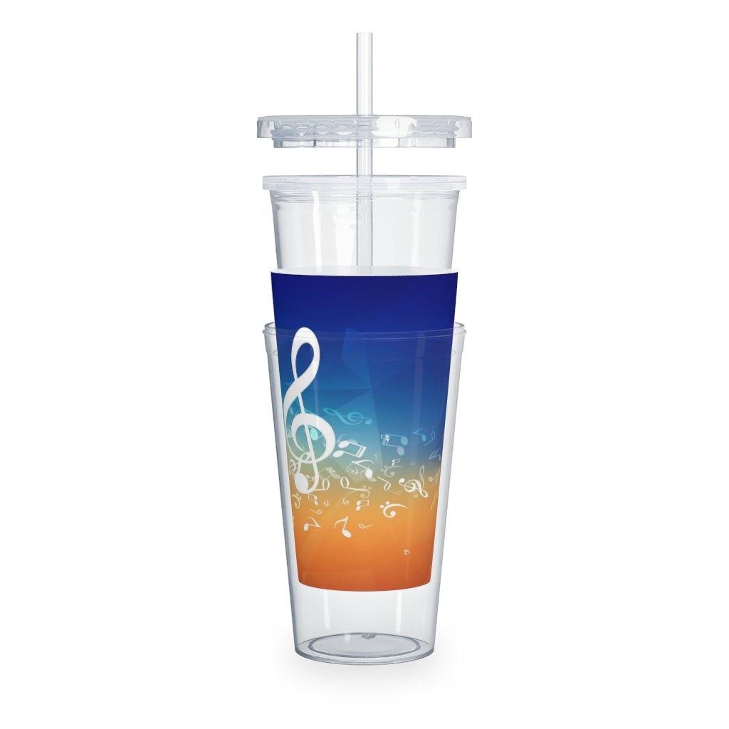 Blue Music Note Plastic Tumbler with Straw - Music Gifts Depot