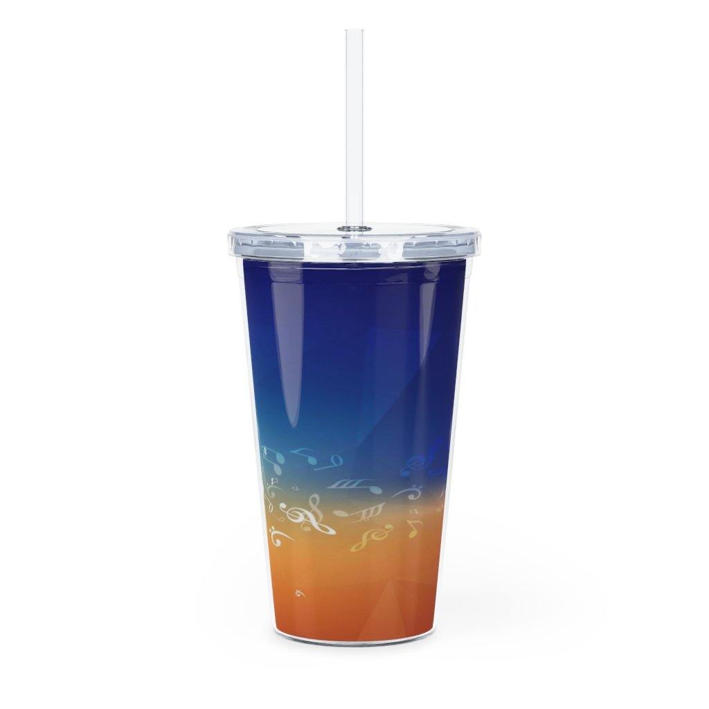 Blue Music Note Plastic Tumbler with Straw - Music Gifts Depot