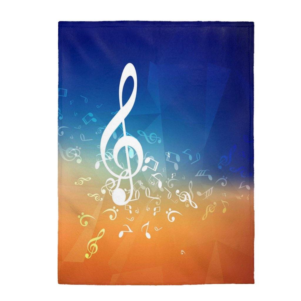 Blue Music Note Velveteen Plush Blanket - Music Gifts Depot