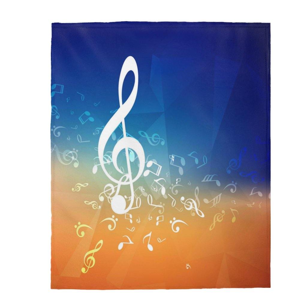 Blue Music Note Velveteen Plush Blanket - Music Gifts Depot