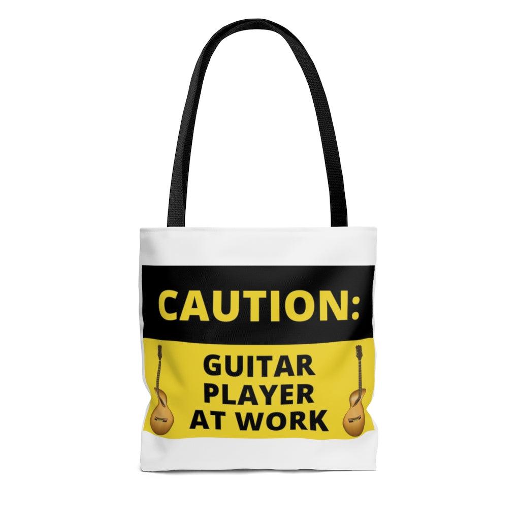 Caution Guitar Player At Work Tote Bag - Music Gifts Depot