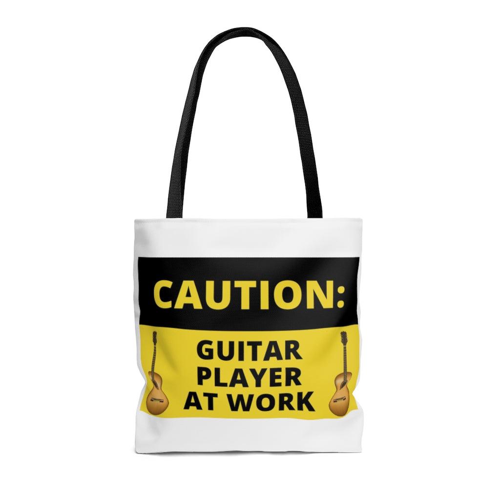 Caution Guitar Player At Work Tote Bag - Music Gifts Depot