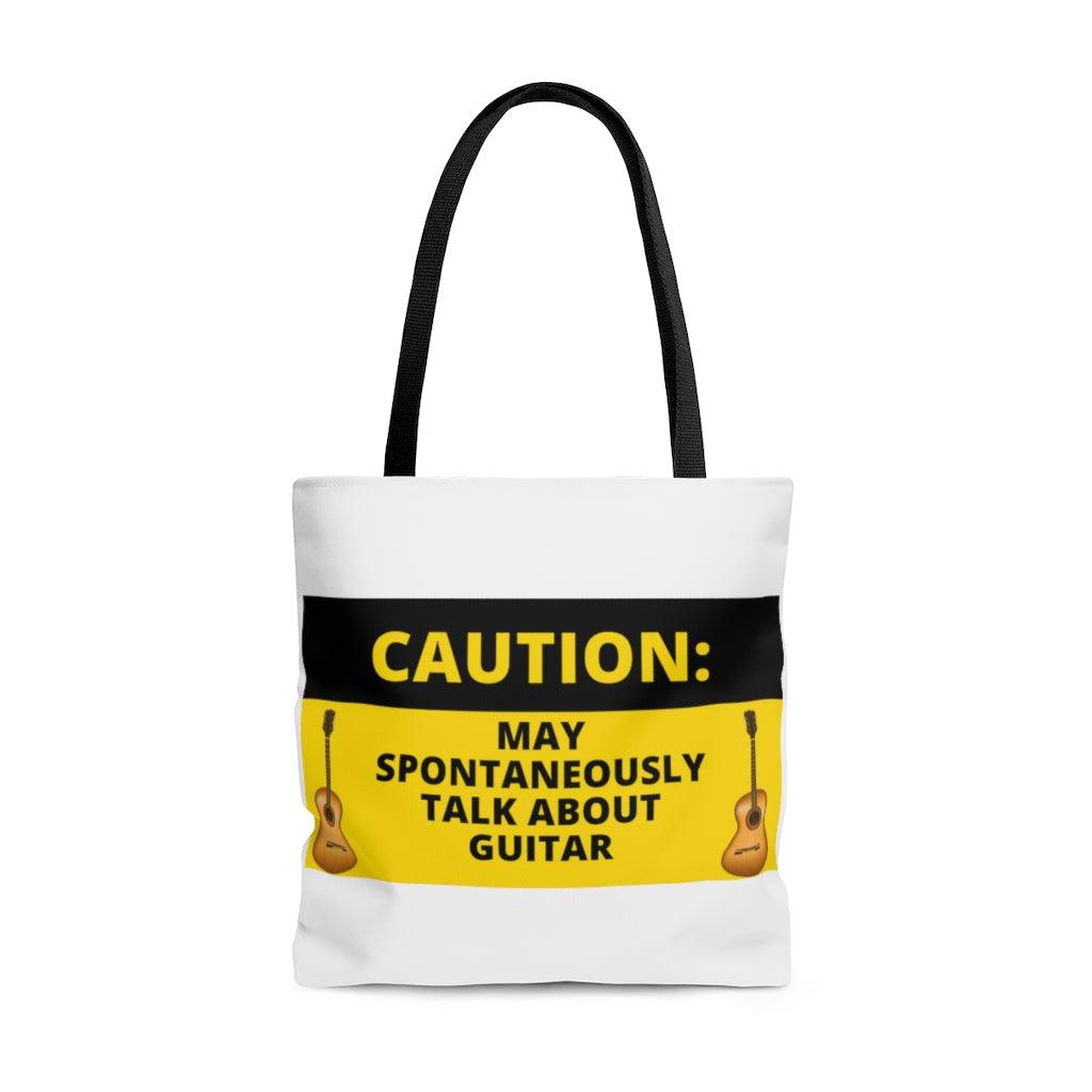 Caution May Spontaneously Talk About Guitar Tote Bag - Music Gifts Depot