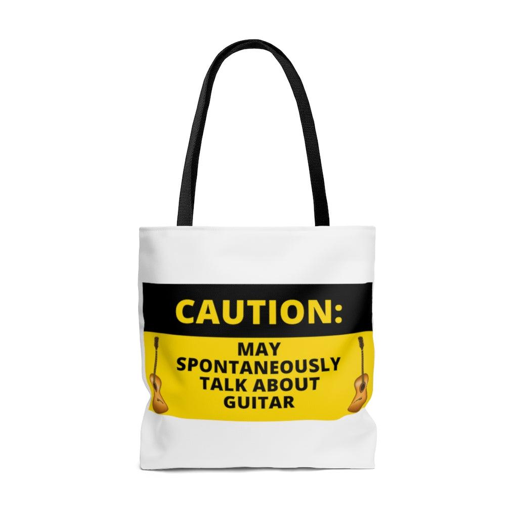 Caution May Spontaneously Talk About Guitar Tote Bag - Music Gifts Depot