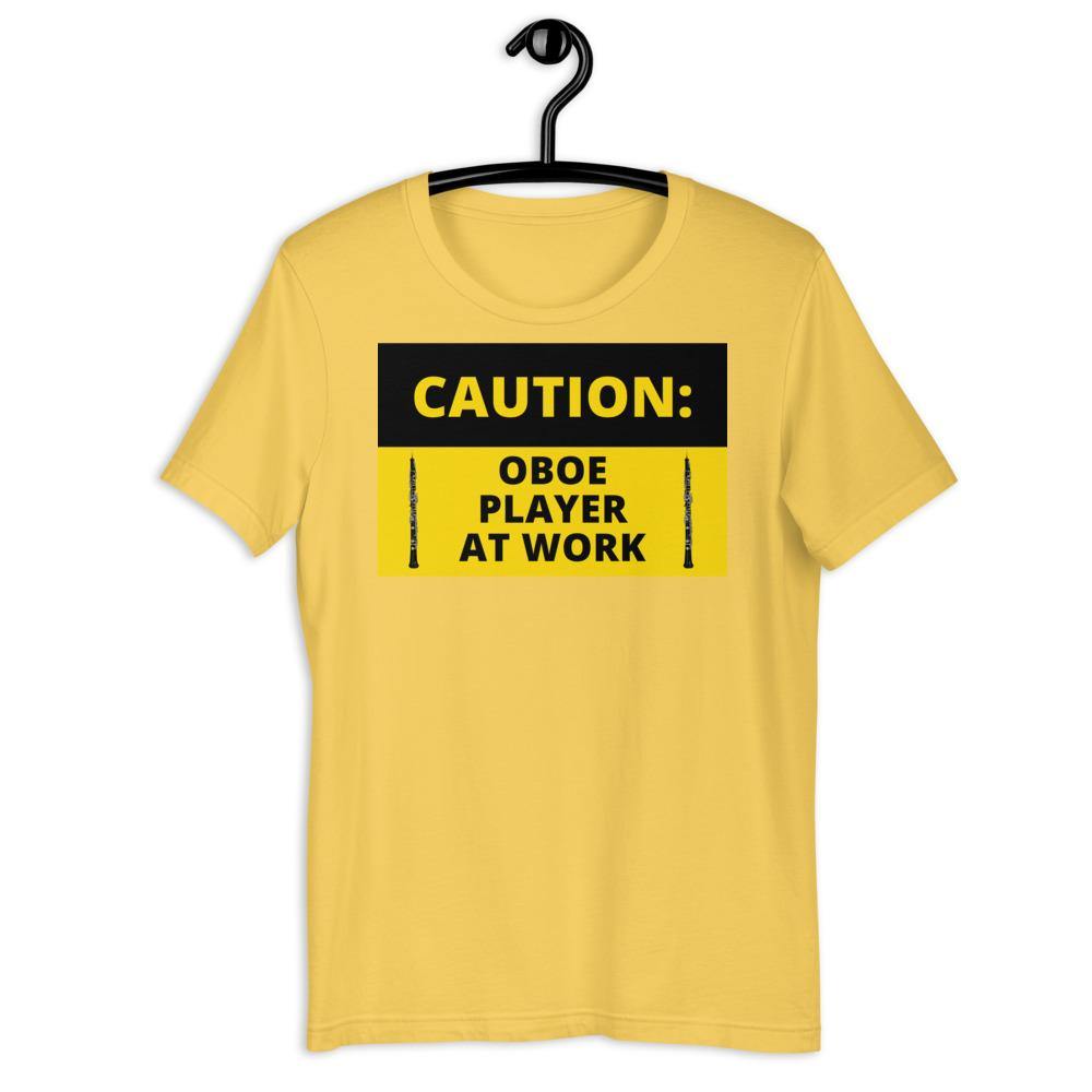 Caution Oboe Player At Work T-Shirt - Music Gifts Depot