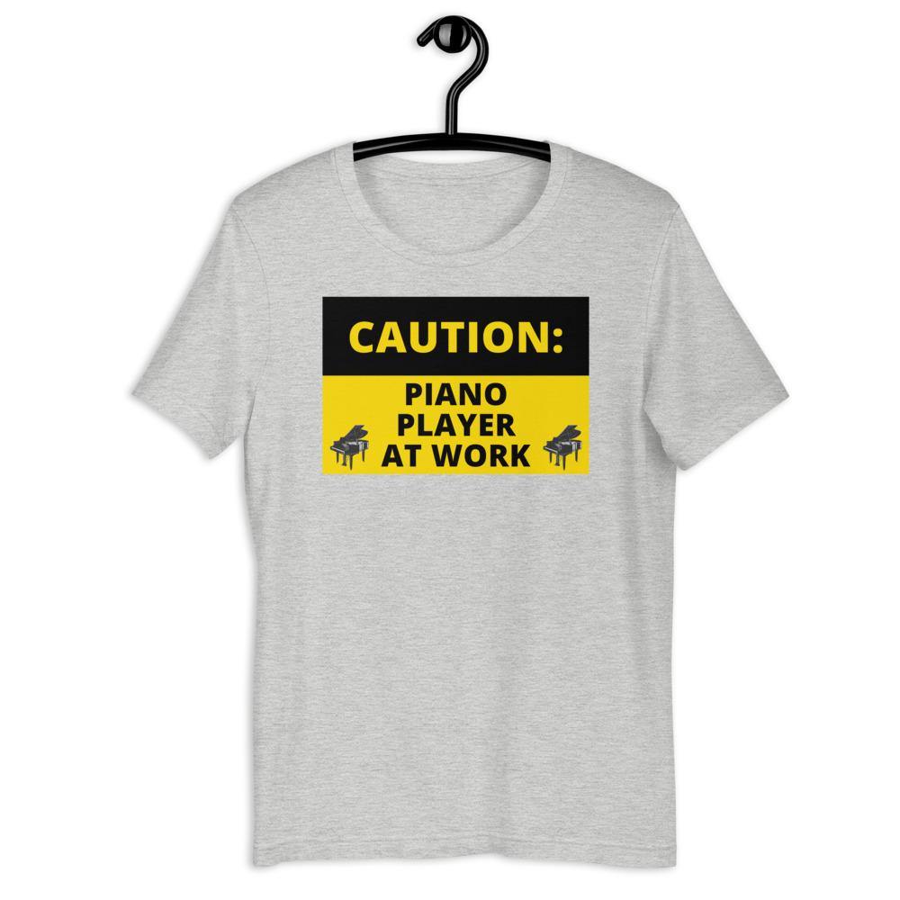 Caution Piano Player At Work T-Shirt - Music Gifts Depot