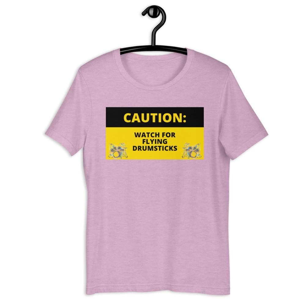 Caution Watch For Flying Drumsticks T-Shirt - Music Gifts Depot
