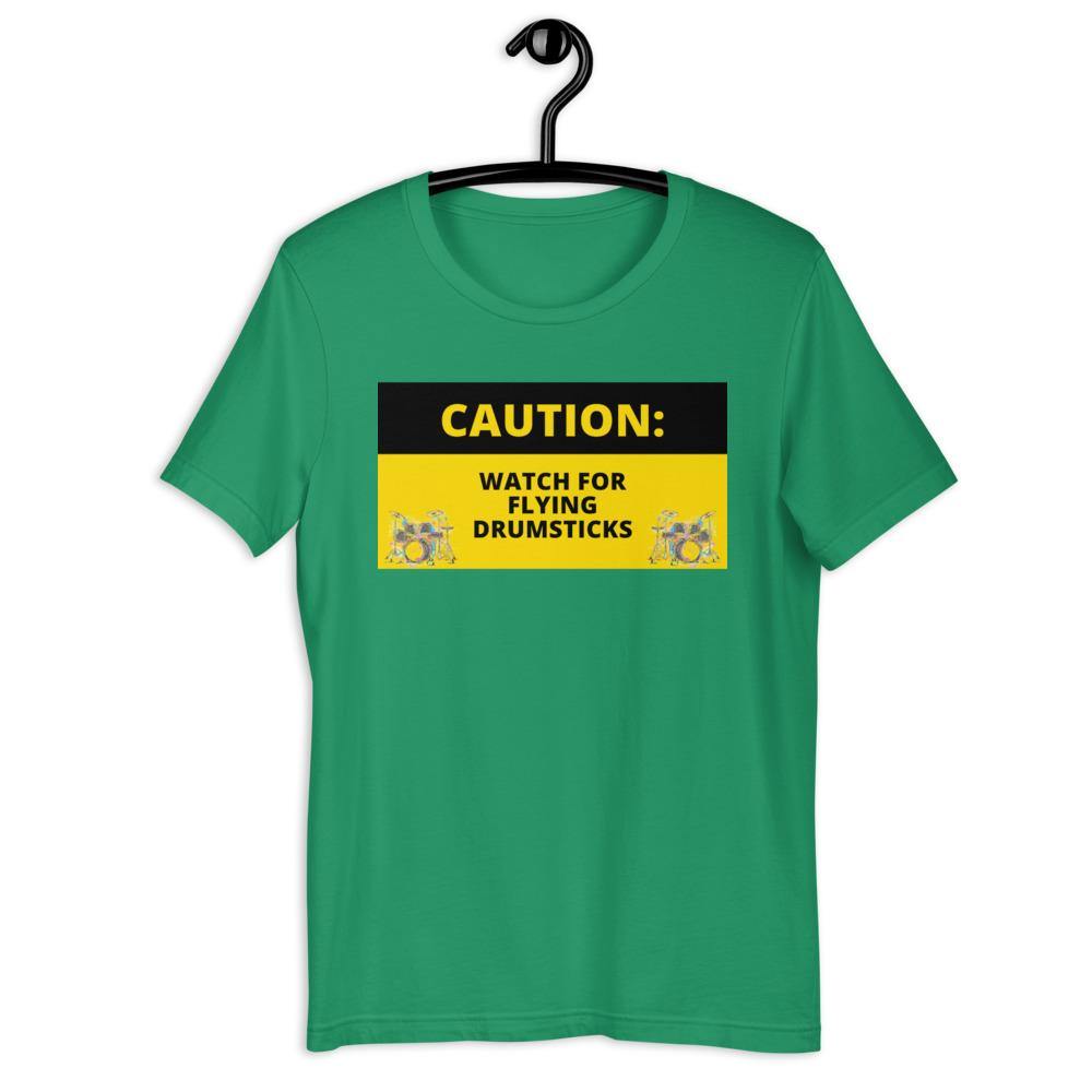 Caution Watch For Flying Drumsticks T-Shirt - Music Gifts Depot