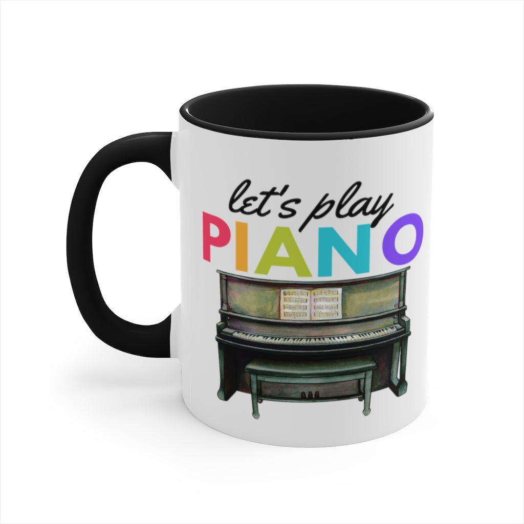 Colorful Let's Play Piano Coffee Mug, 11oz