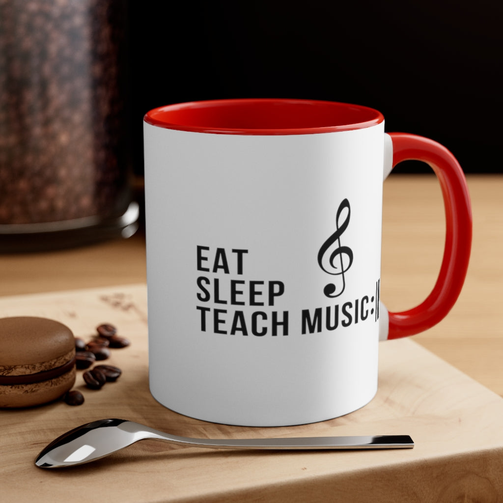 Eat Sleep Teach Music Repeat Coffee Mug, 11oz - Music Gifts Depot