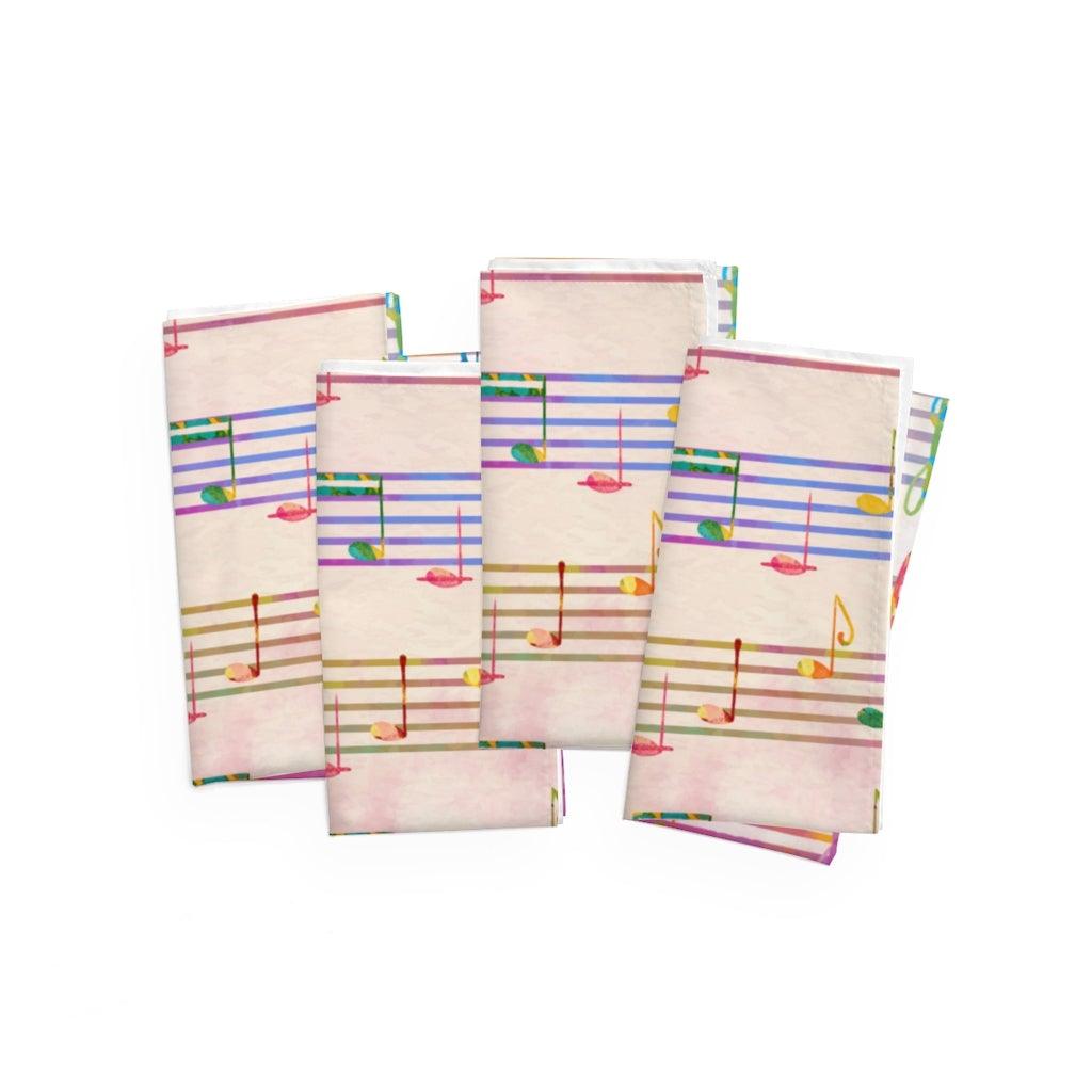 Colorful Music Note Cloth Napkins Set Of 4 - Music Gifts Depot