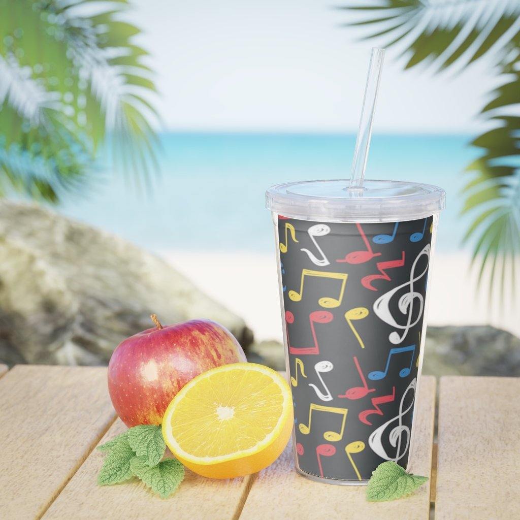 Colorful Music Note Plastic Tumbler with Straw - Music Gifts Depot