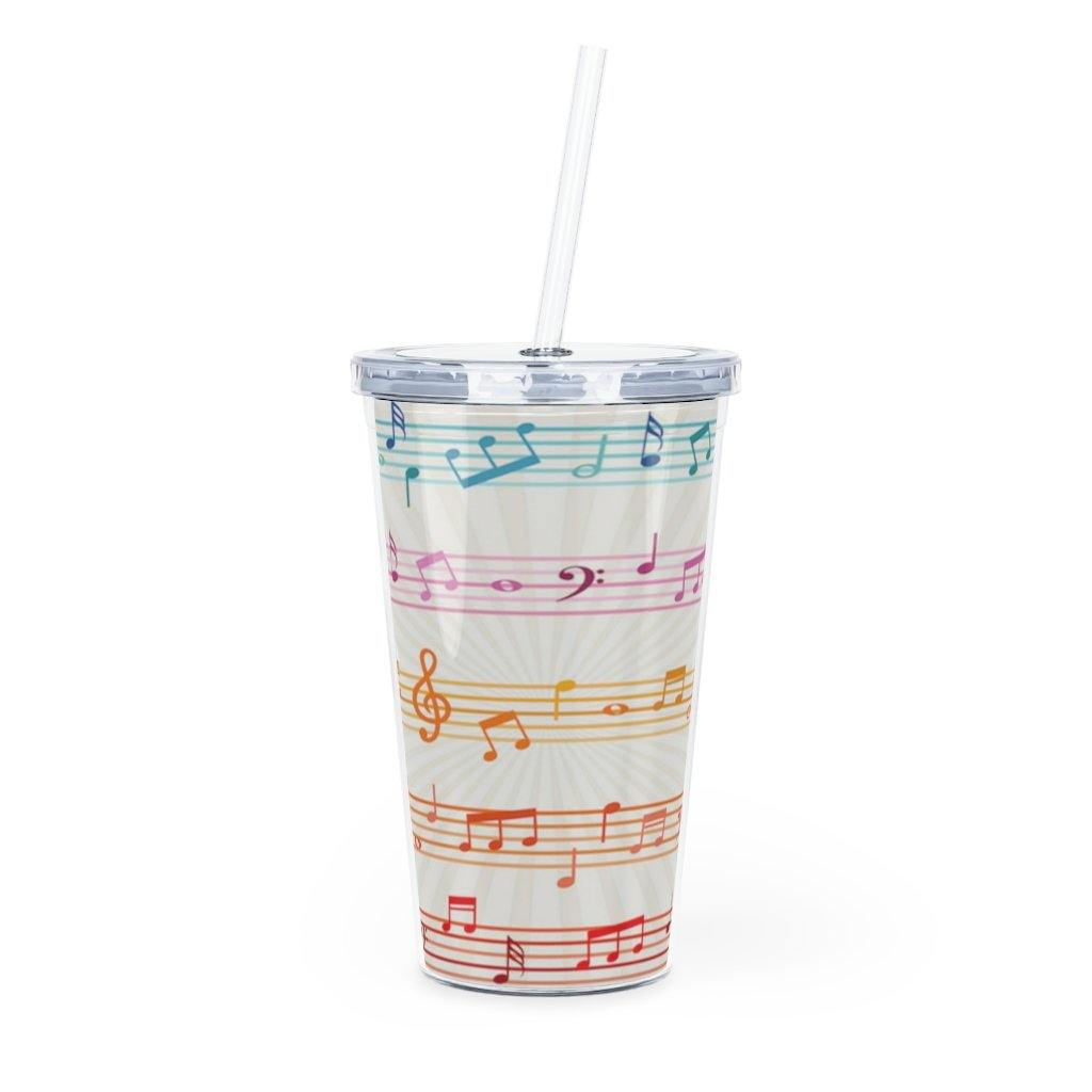 Colorful Music Note Plastic Tumbler with Straw - Music Gifts Depot