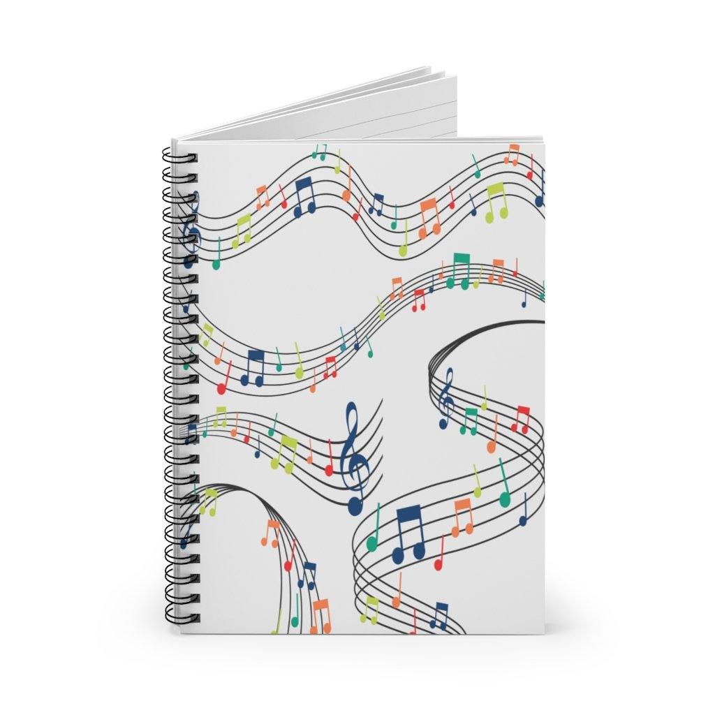 Colorful Music Note Spiral Notebook - Ruled Line - Music Gifts Depot