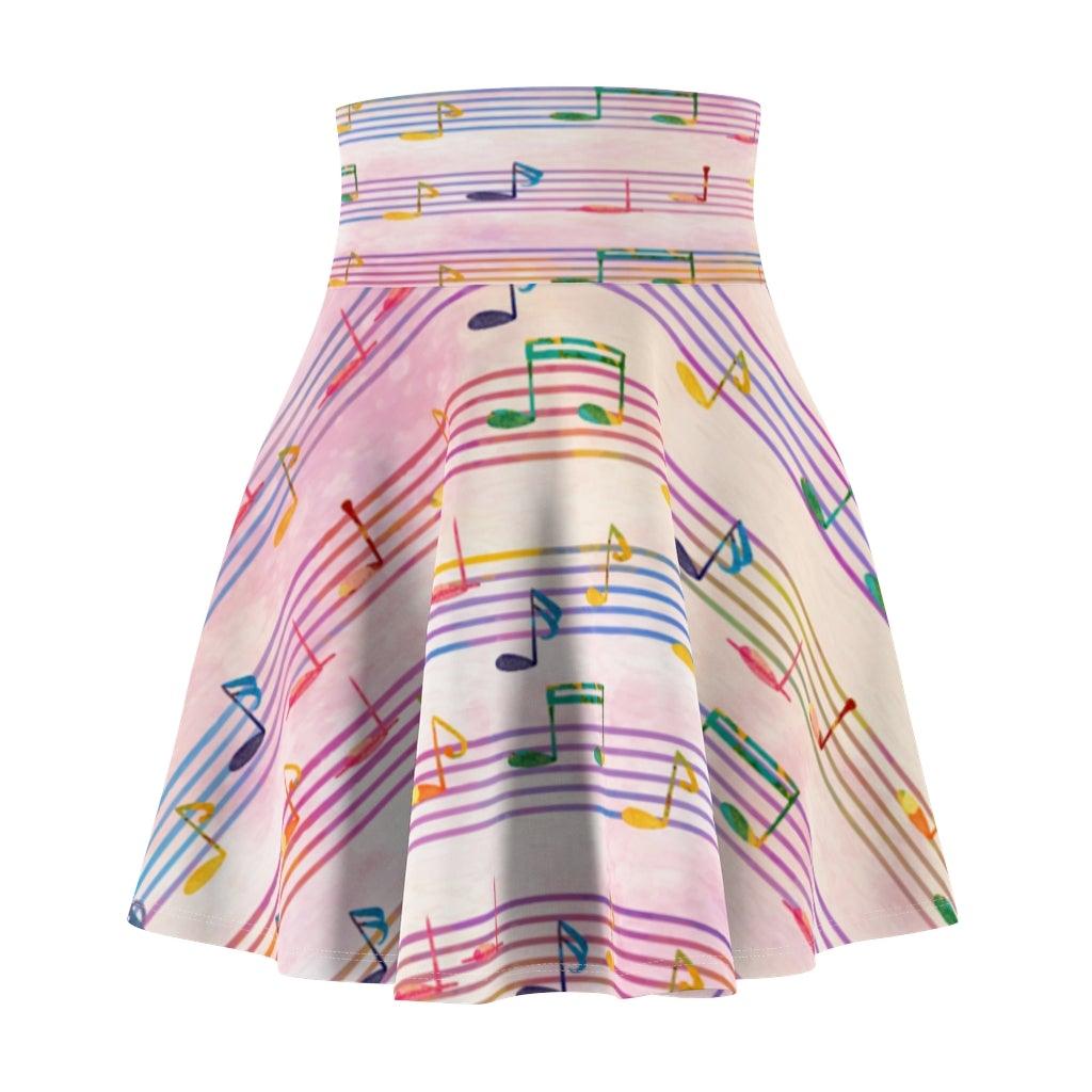 Colorful Music Note Women's Skater Skirt - Music Gifts Depot