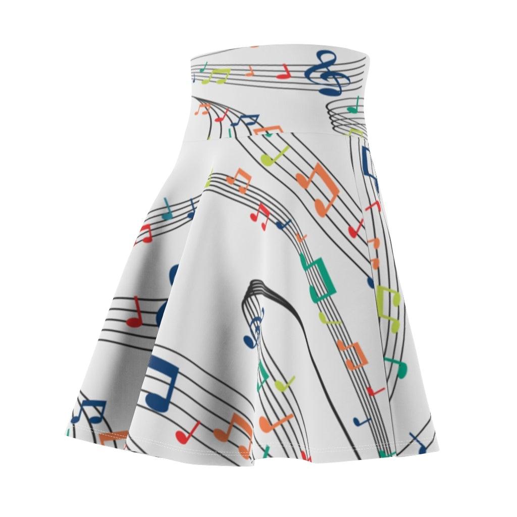 Colorful Music Note Women's Skater Skirt - Music Gifts Depot