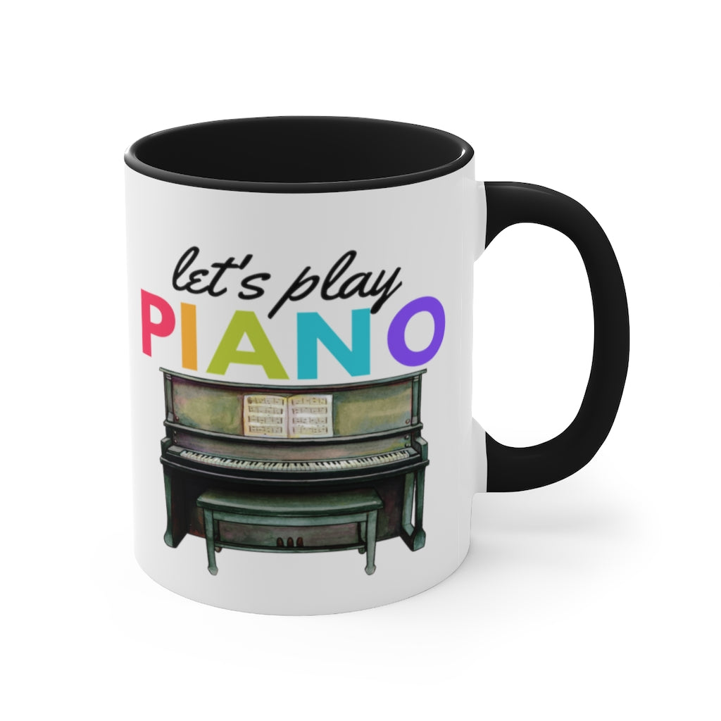 Colorful Let's Play Piano Coffee Mug, 11oz