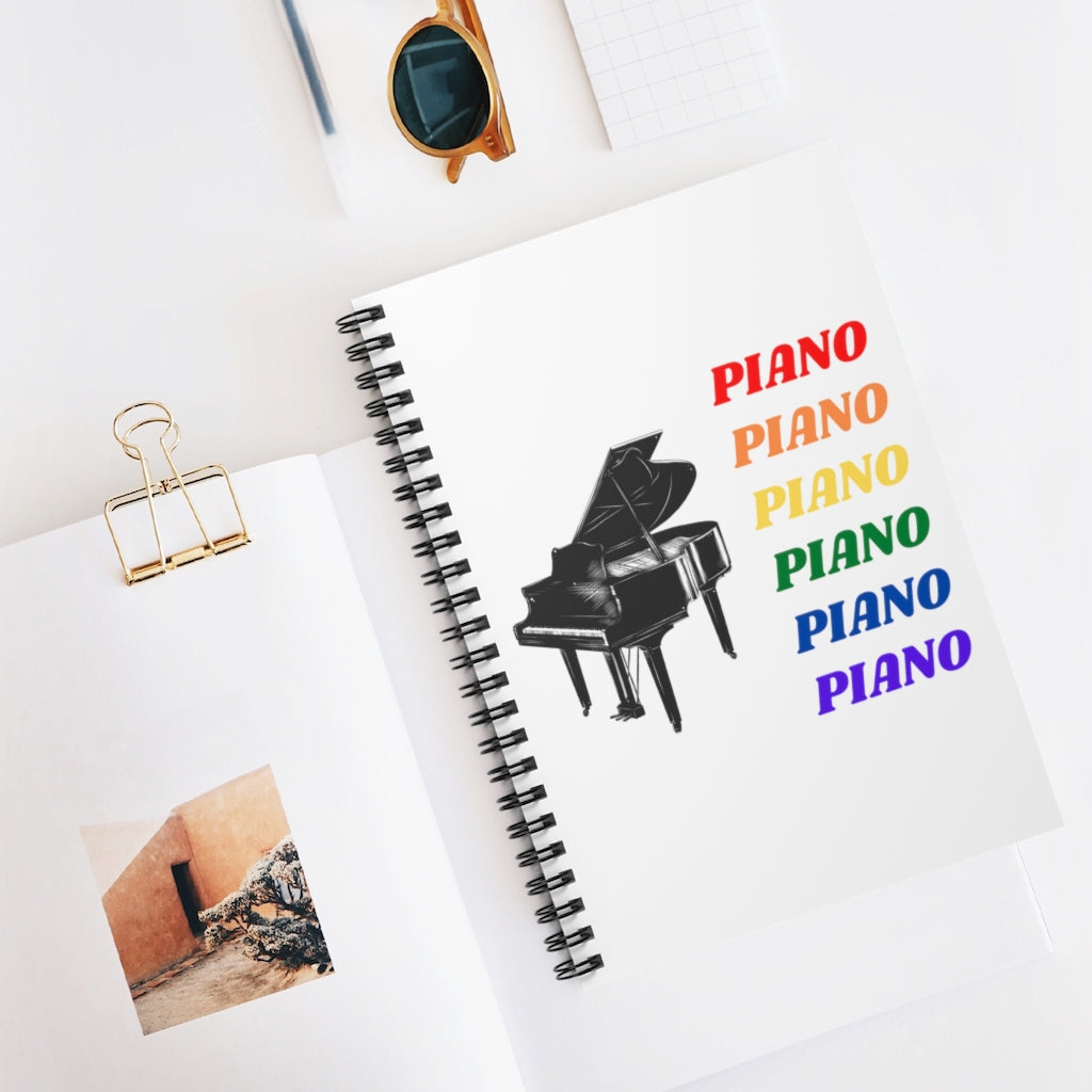 Colorful Piano Spiral Notebook - Ruled Line | Music Gifts Depot