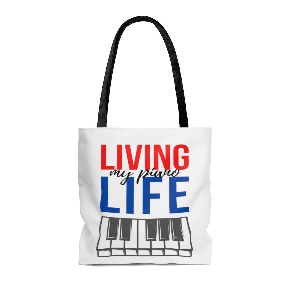 Living My Piano Life Tote Bag | Music Gifts Depot