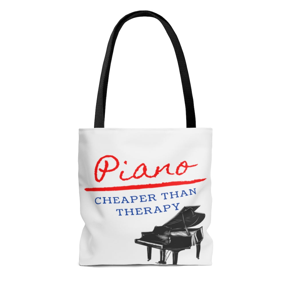 Piano Cheaper Than Therapy Tote Bag | Music Gifts Depot