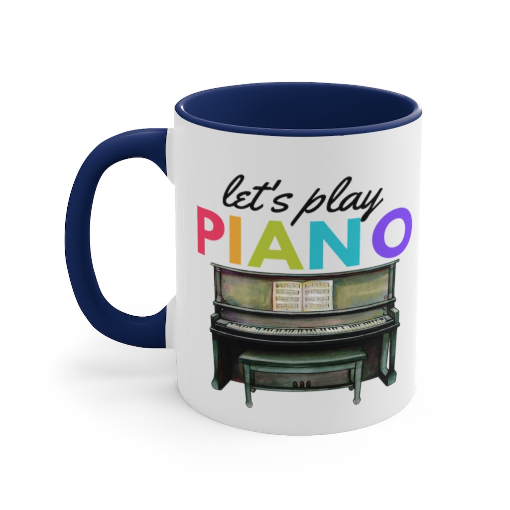 Colorful Let's Play Piano Coffee Mug, 11oz