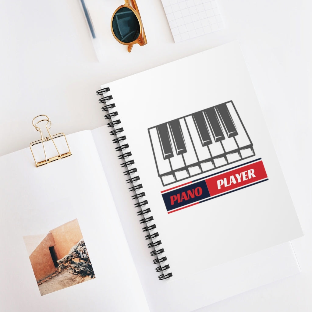 Piano Player Spiral Notebook - Ruled Line | Music Gifts Depot