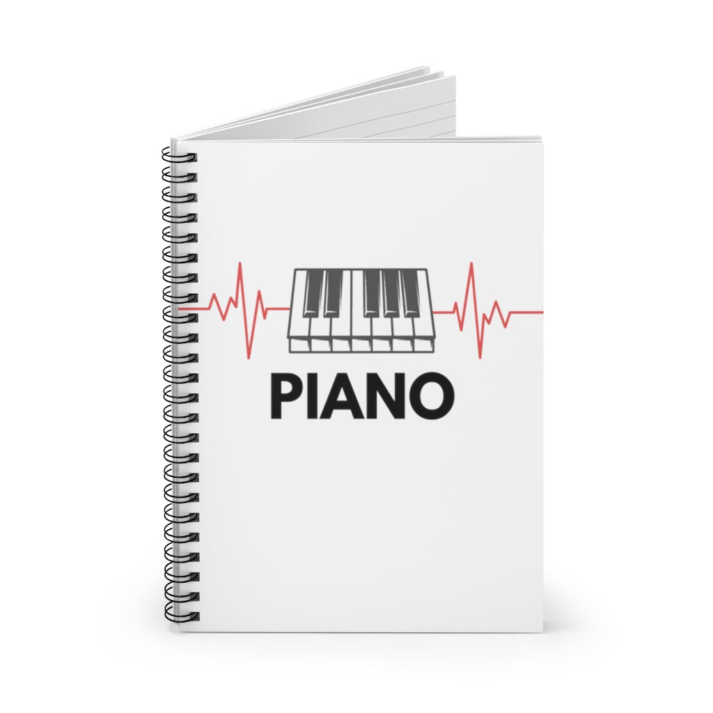 Piano Heartbeat Spiral Notebook - Ruled Line | Music Gifts Depot