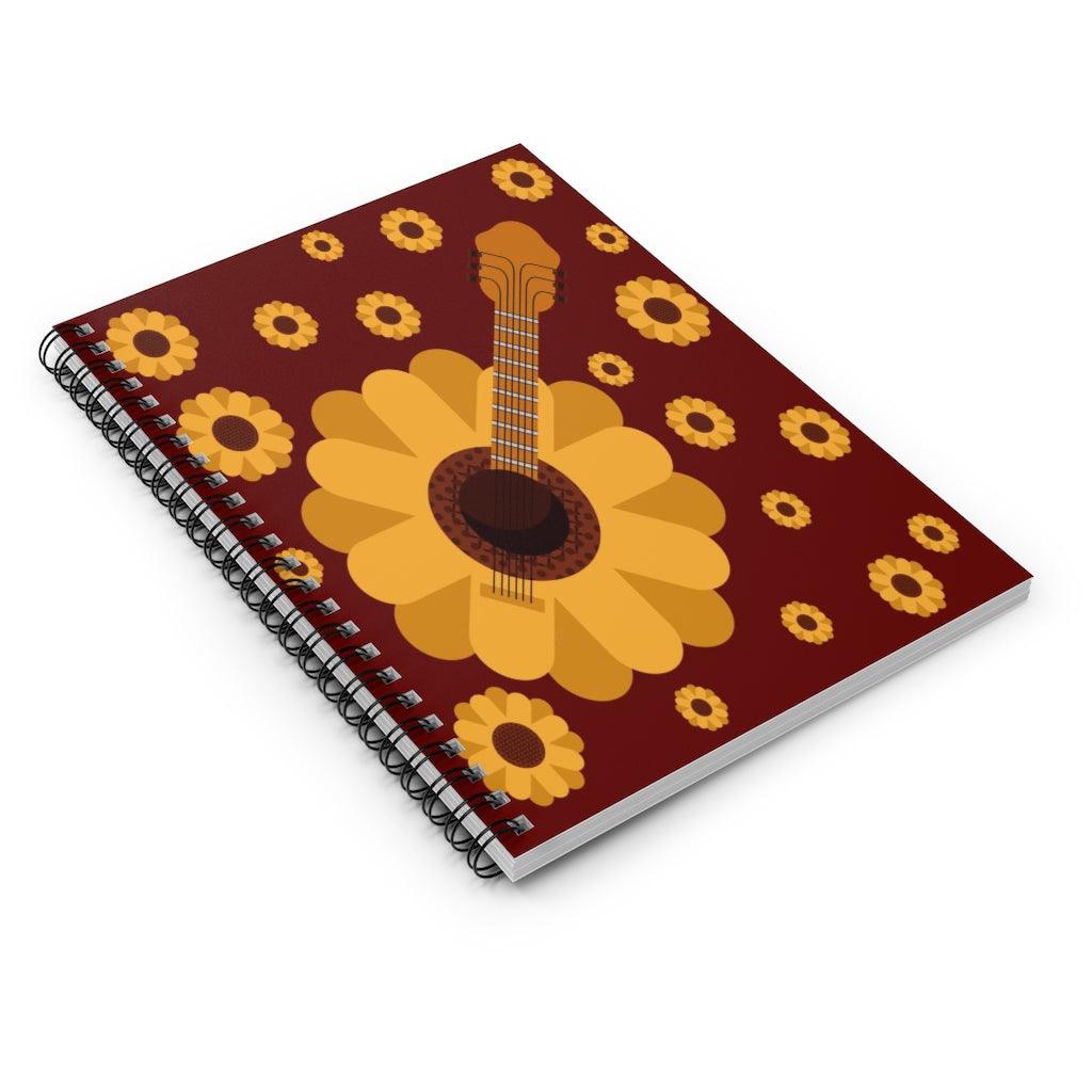 Floral Guitar Spiral Notebook - Music Gifts Depot