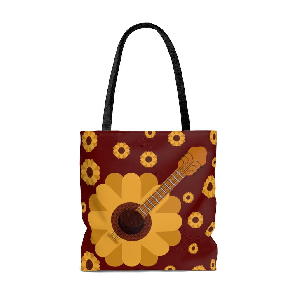 Floral Guitar Tote Bag - Music Gifts Depot