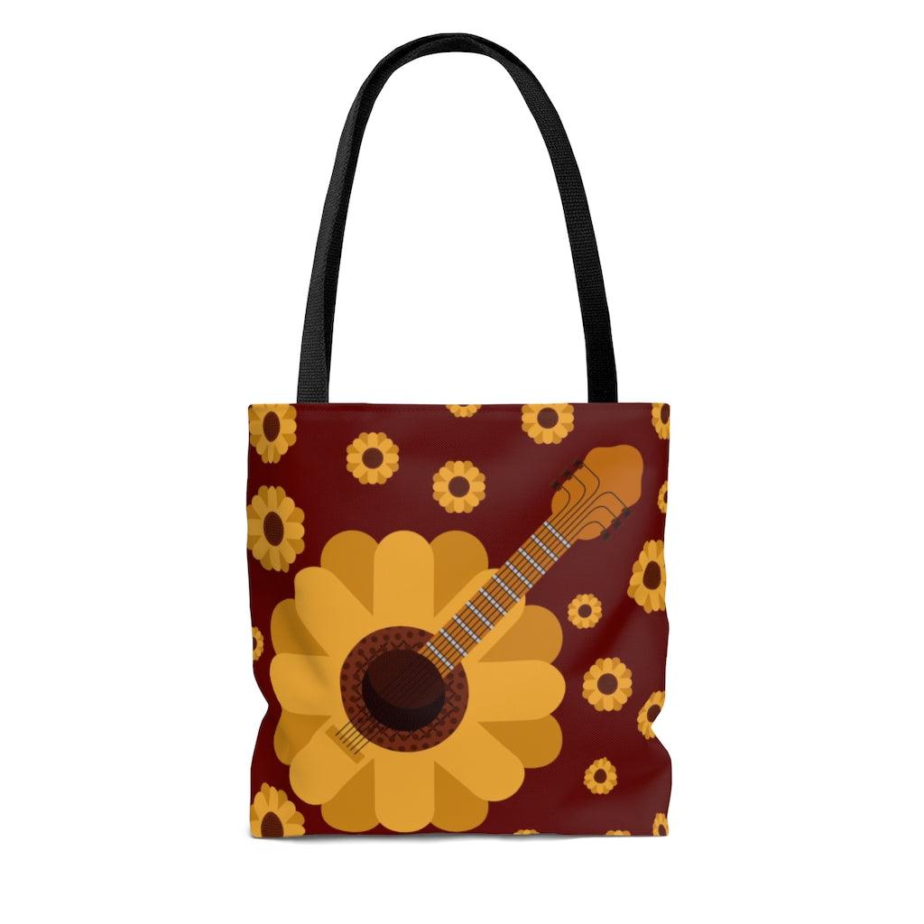Floral Guitar Tote Bag - Music Gifts Depot