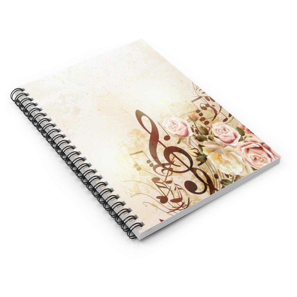 Floral Music Spiral Notebook - Ruled Line - Music Gifts Depot