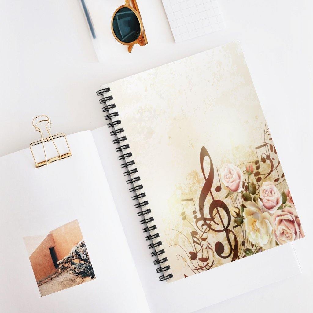 Floral Music Spiral Notebook - Ruled Line - Music Gifts Depot