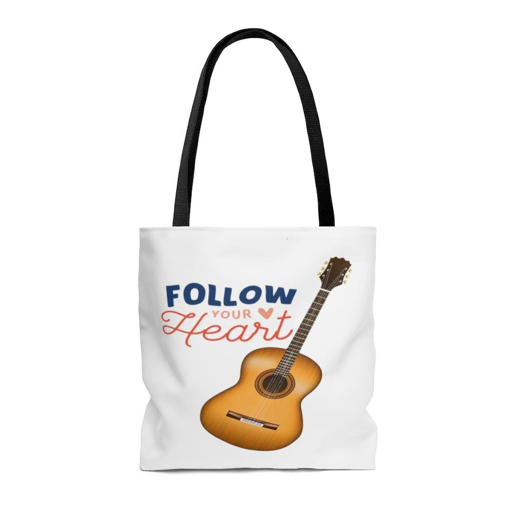 Follow Your Heart Guitar Tote Bag - Music Gifts Depot