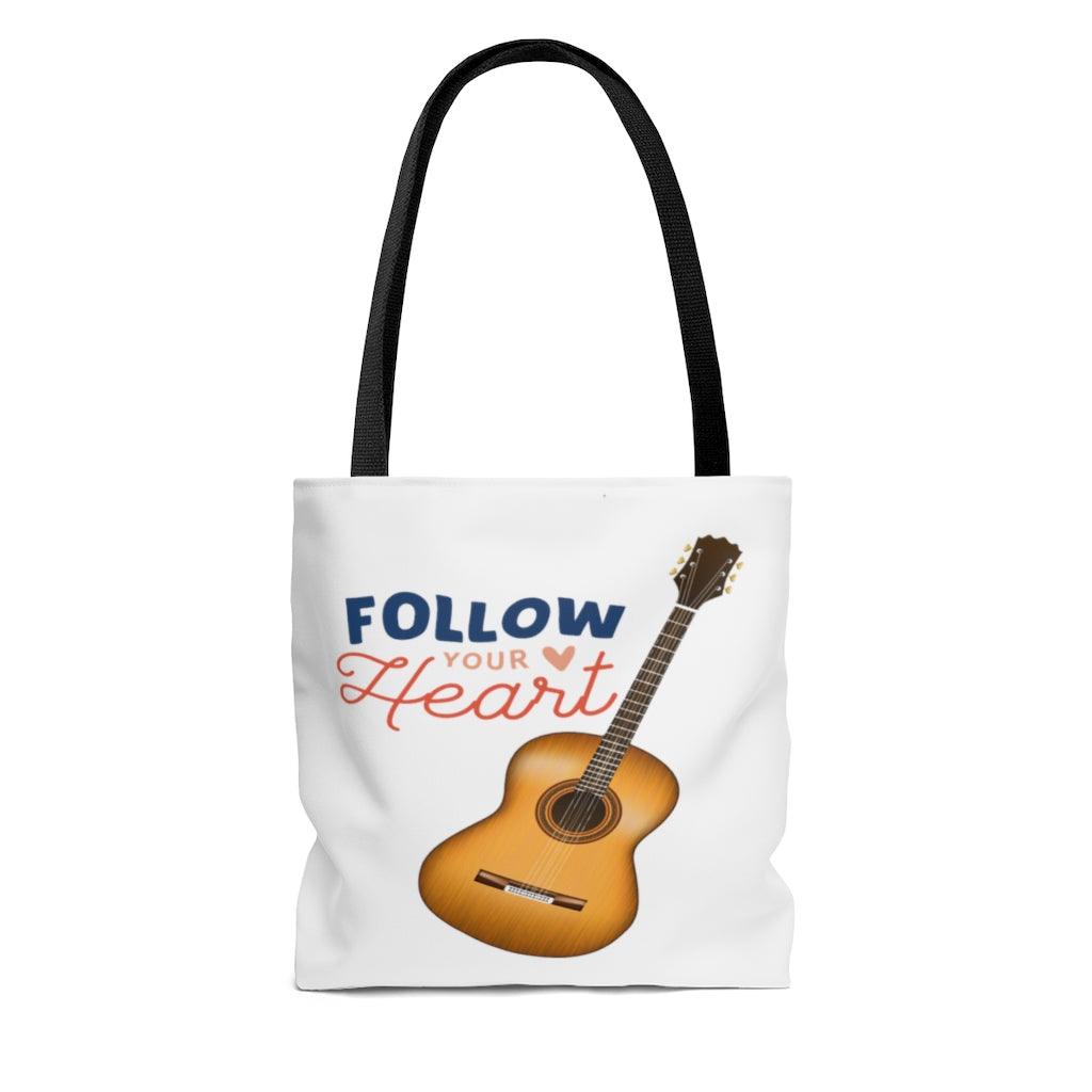 Follow Your Heart Guitar Tote Bag - Music Gifts Depot