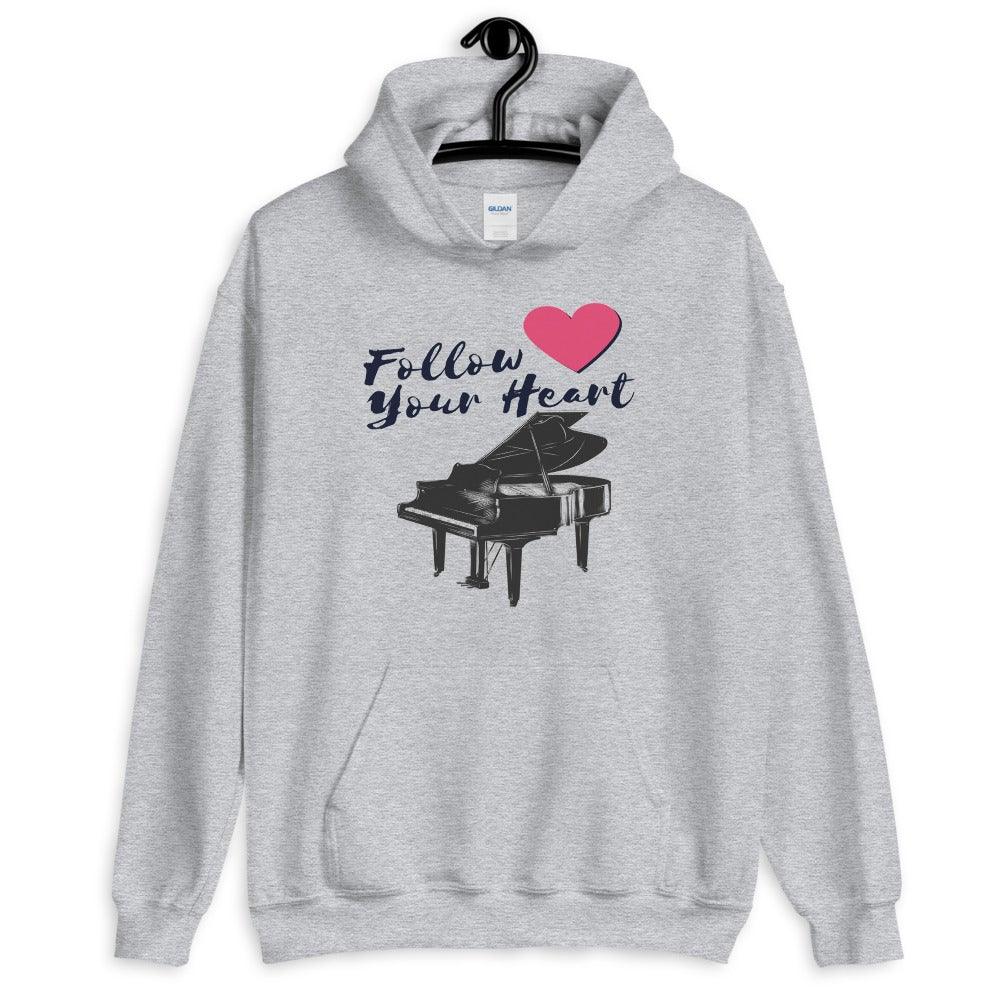 Follow Your Heart Piano Hoodie - Music Gifts Depot