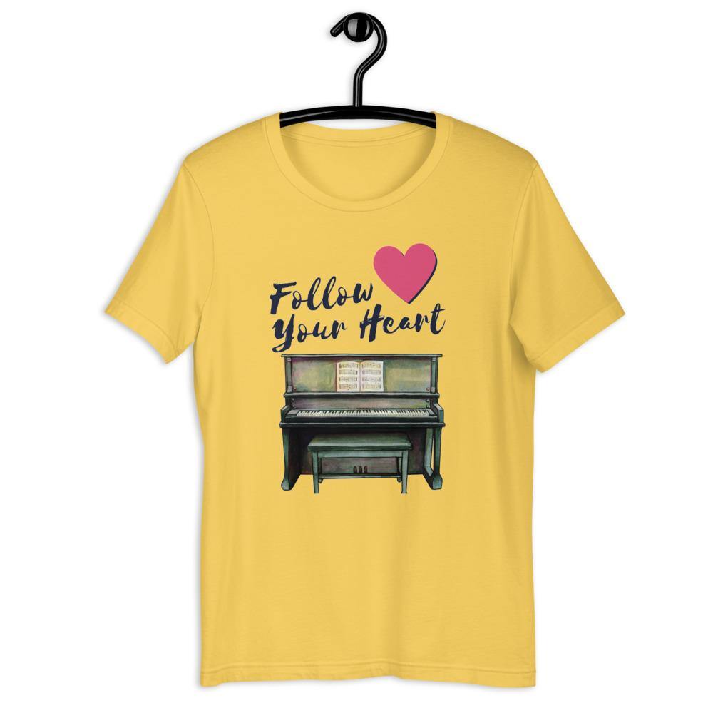 Follow Your Heart Piano T-Shirt - Music Gifts Depot