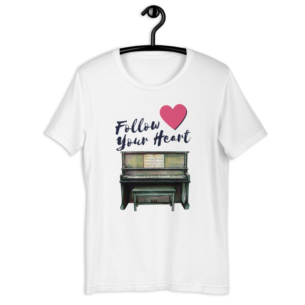 Follow Your Heart Piano T-Shirt - Music Gifts Depot