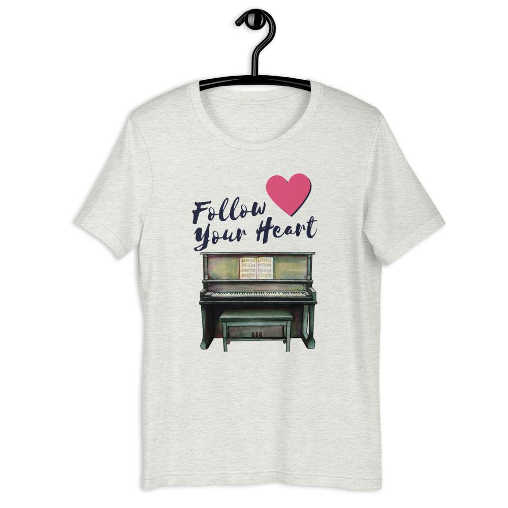 Follow Your Heart Piano T-Shirt - Music Gifts Depot