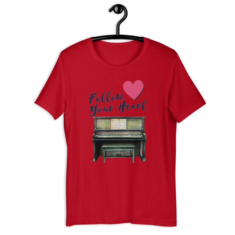 Follow Your Heart Piano T-Shirt - Music Gifts Depot